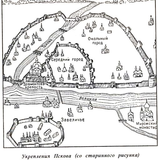 Защитные сооружения Пскова в 15 веке.